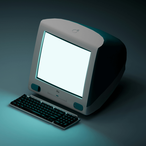 An iMac G3 in teal